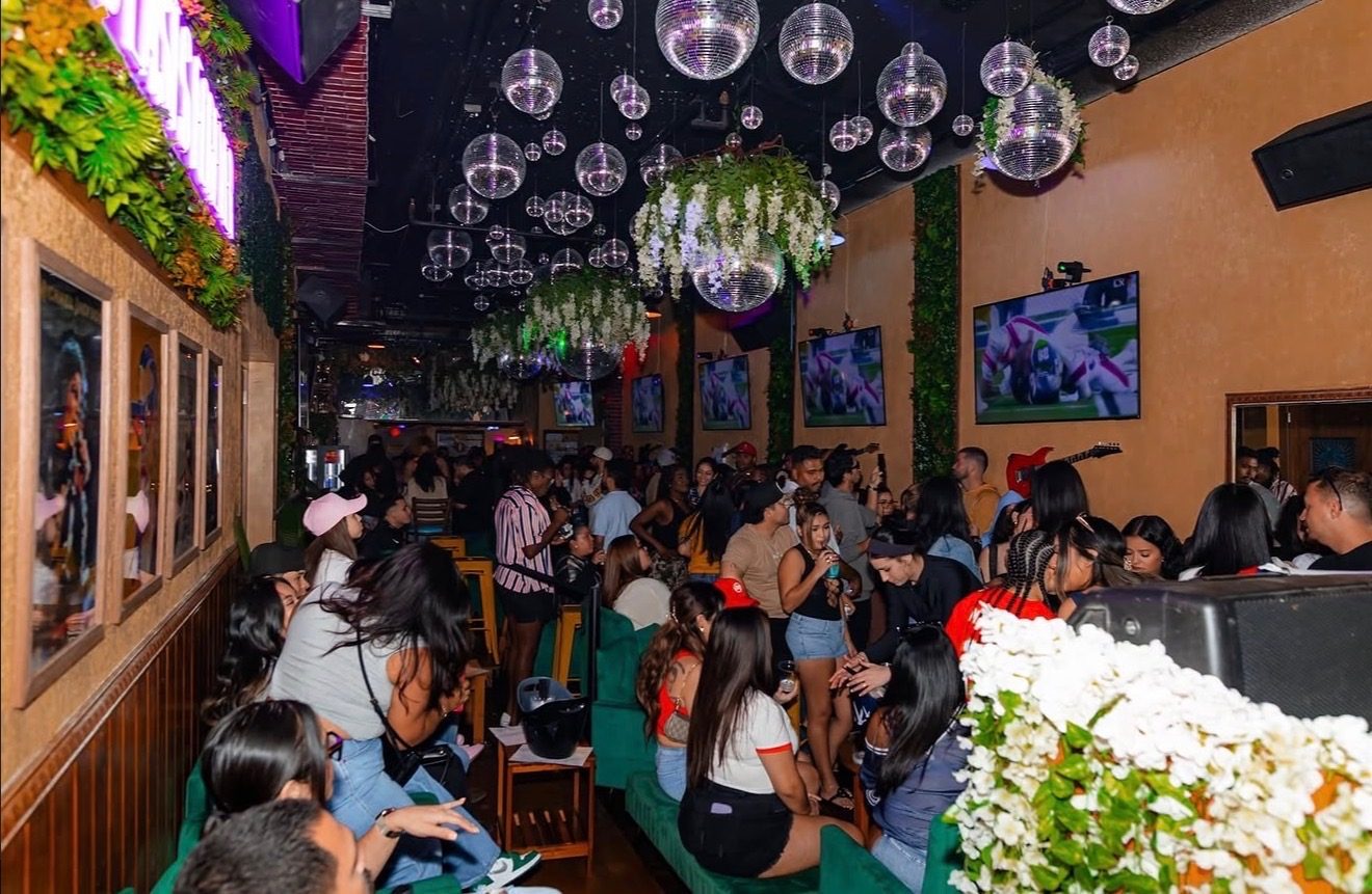 A full crowd at Forget Me Not under the disco balls